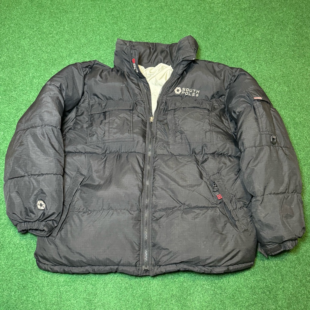 Y2k Southpole Puffer Coat Vintage Coat Jacket Xl Black Hypebeast Hip Hop Ecko